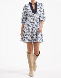 SMITH & QUINN Tory Mini Dress in michigan gameday toile - women's dress
