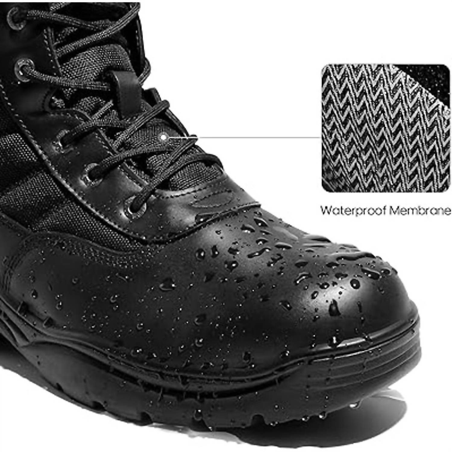 Nortiv8 Men's Faux Leather Lace-Up High Top Waterproof Tactical Boots in black - men's boots - view 5