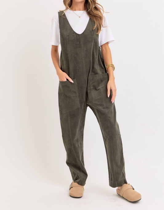 Sweet Lovely By Jen - Corduroy Overall Jumpsuit