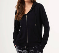 french kyss Abstract Print Zip Up Hoodie in black - women's top - detail view