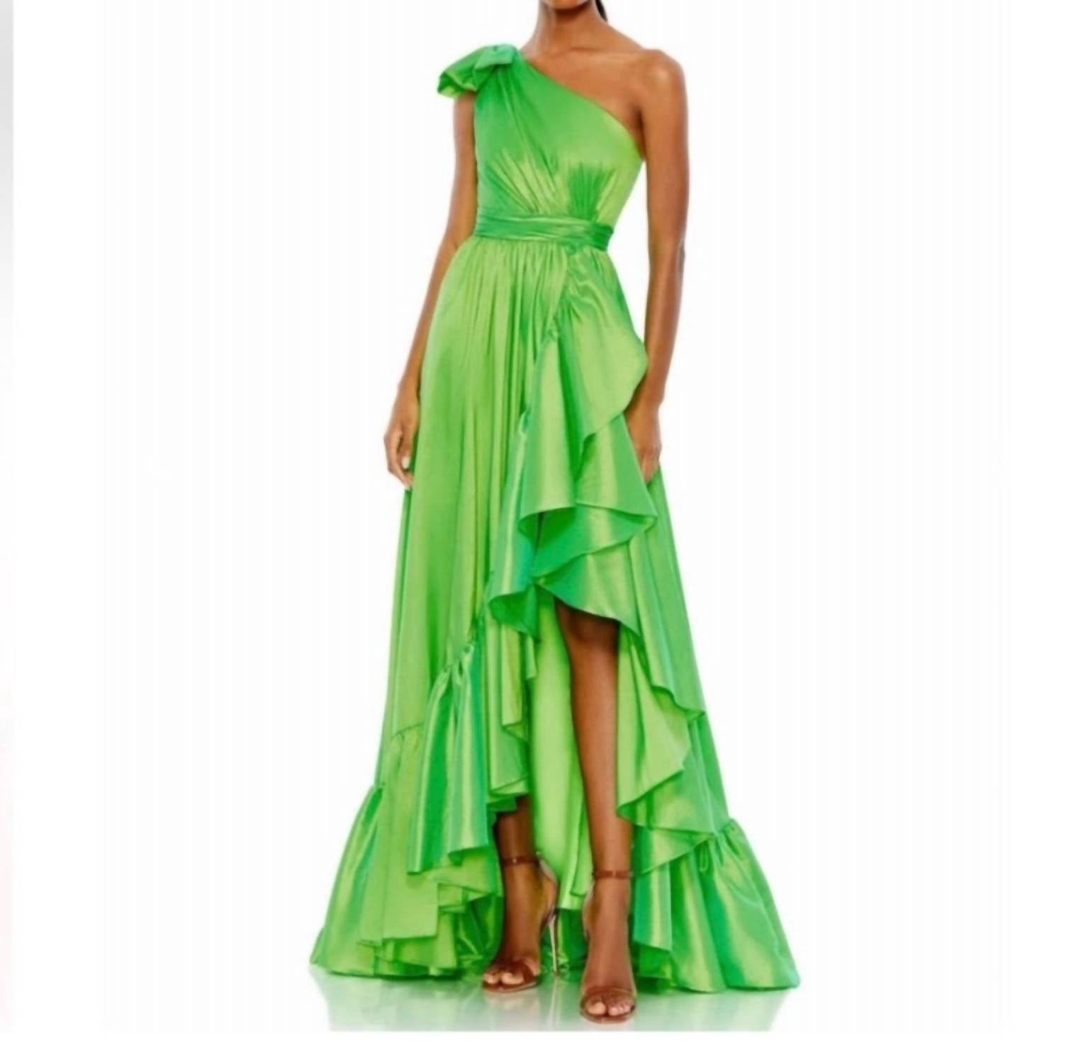 Mac Duggal - Women's One Shoulder Ruffle Asymmetrical Gown
