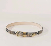 Dehanche Women's Hollyhock Snake Belt in desert python 24k gold - women's accessory - detail view