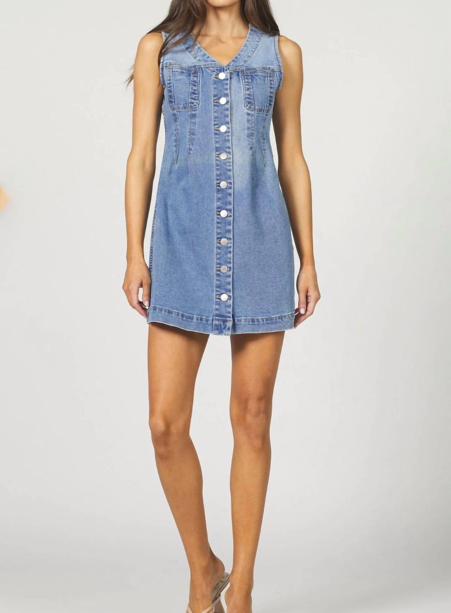 DEAR JOHN DENIM Sabrina Fitted Shirt Denim Dress in blue - women's dress