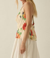 Promesa - Floral Chiffon Cowl Neck Halter Top