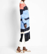 Nic + Zoe Patricia Painted Peninsula Cardigan in blue multi - women's cardigan - detail view