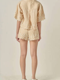 English Factory - Wavy Embroidered Crop Shirt