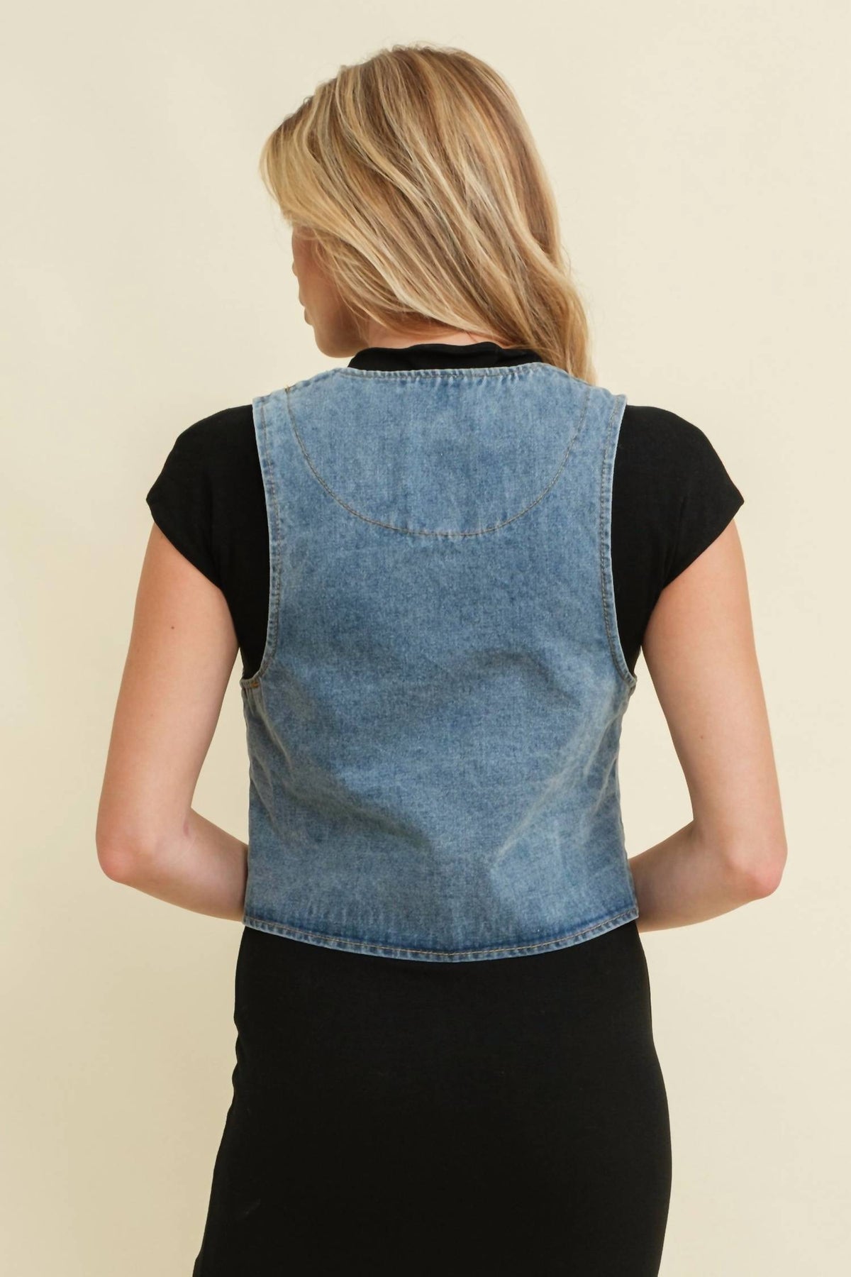 Cloud Ten - Tie Front Denim Vest