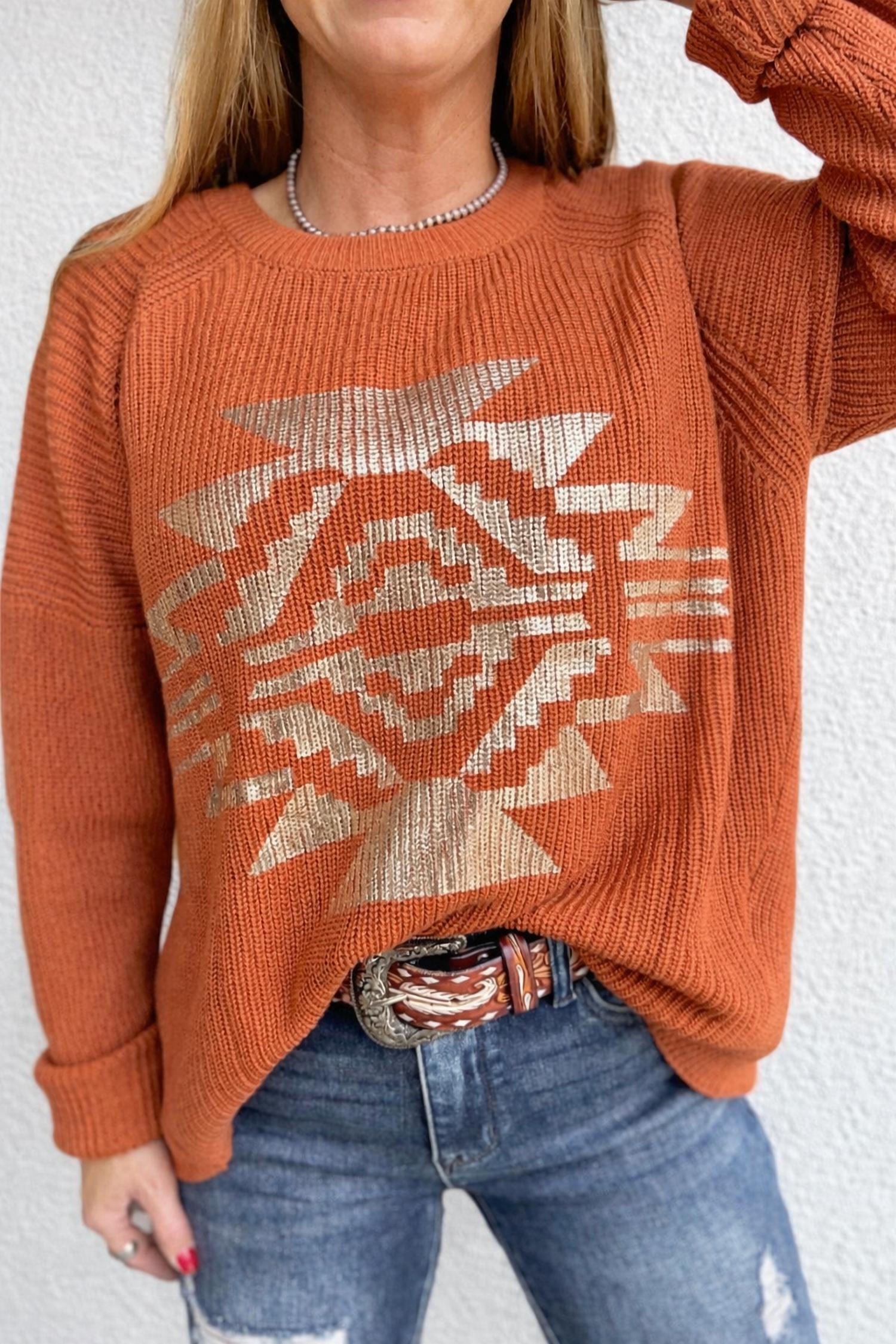 2FlyCo Taos Sweater in rust - women's sweater