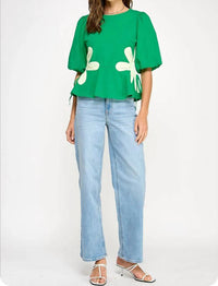 Strut & Bolt - Flower Color Block Poplin Top