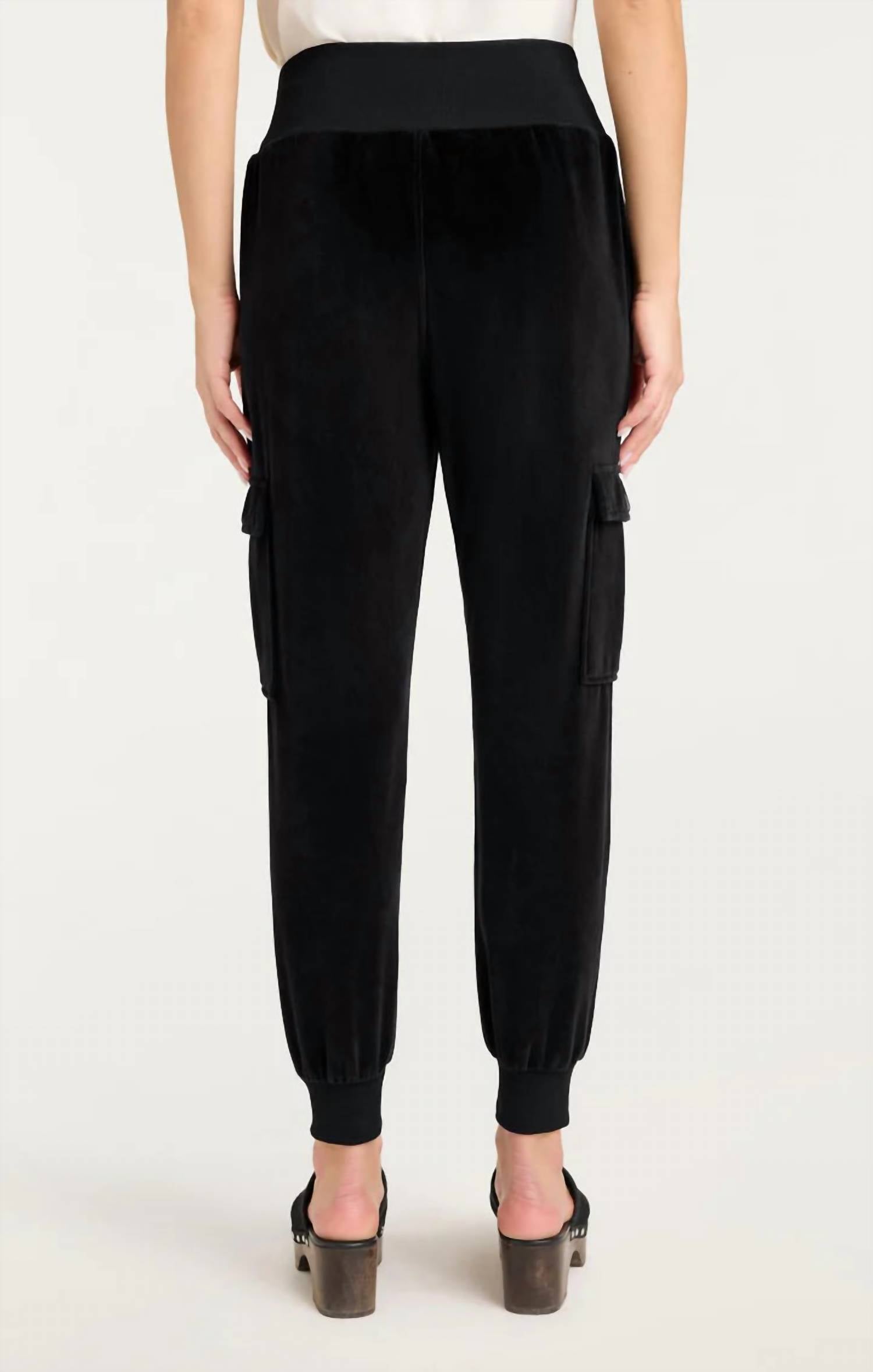 cinq a sept Velour Giles Pant in black - women's pants - detail view