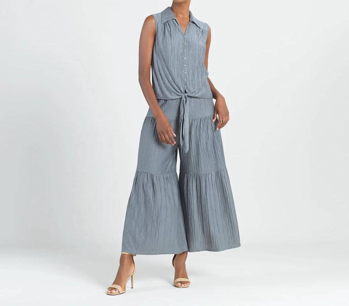 Clara Sunwoo - Sleeveless Button Down Tie Hem Top