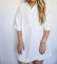 Day + Moon - Essential Puff Sleeve Mini Shirt Dress