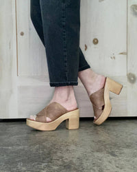 Beast Fashion - Women's Presley Crisscross Wooden Heel Sandal
