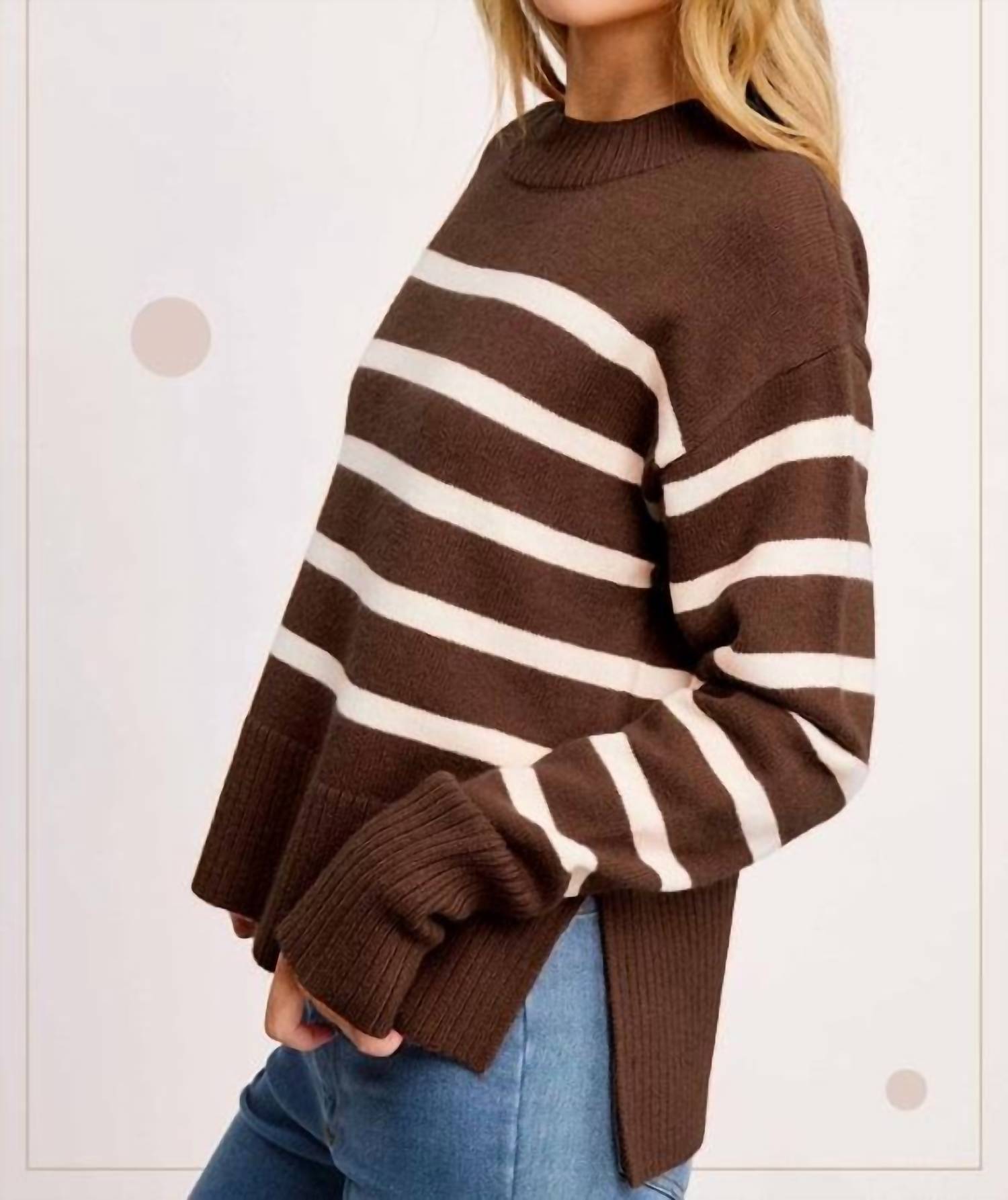 La Miel - Striped Dolman Sleeve Sweater