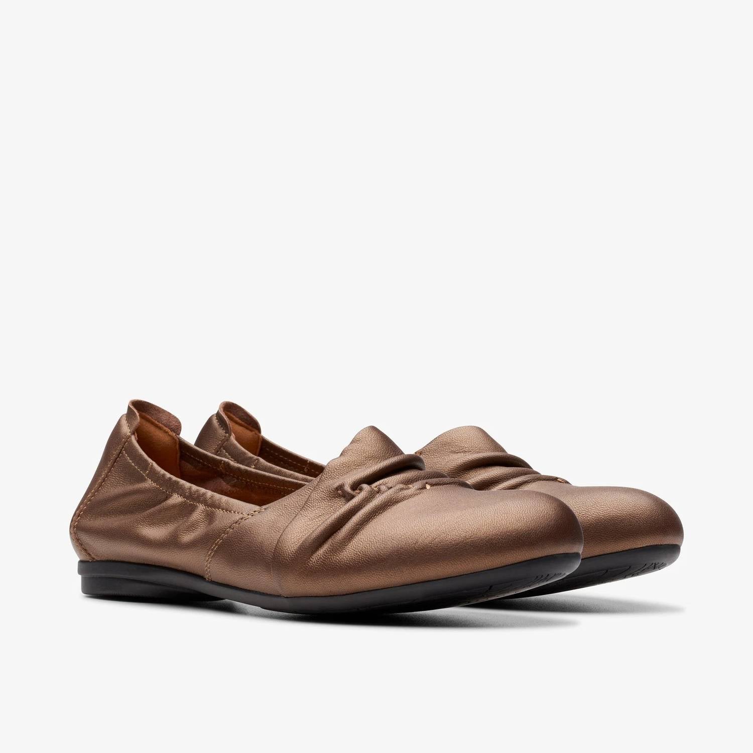 Clarks Women's Rena Way Flat Shoes in bronze leather - women's flats - view 4