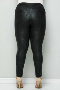 Faux Suede Snake Skin Plus Leggings