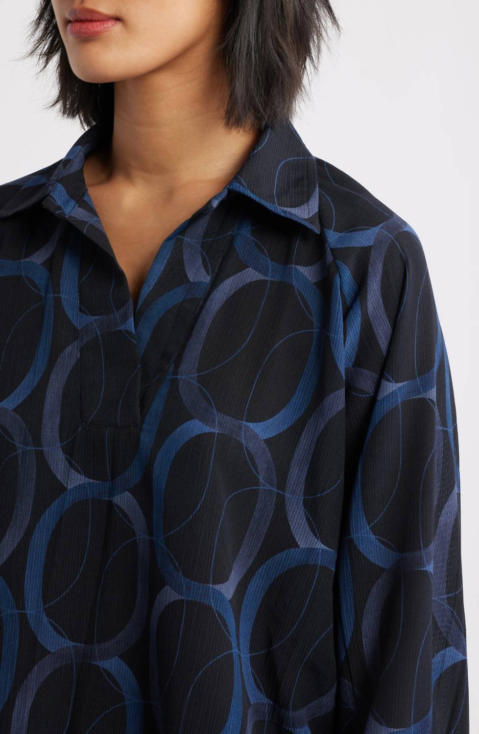Apny - Half Plaket Pullover Blouse