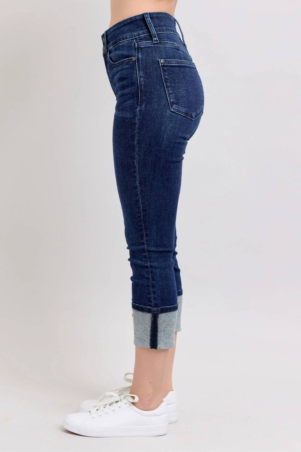 Judy Blue - Women's Ella Double Waist Cuff Capri Jeans