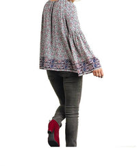 Umgee - Floral Tassel Tie Peasant Top