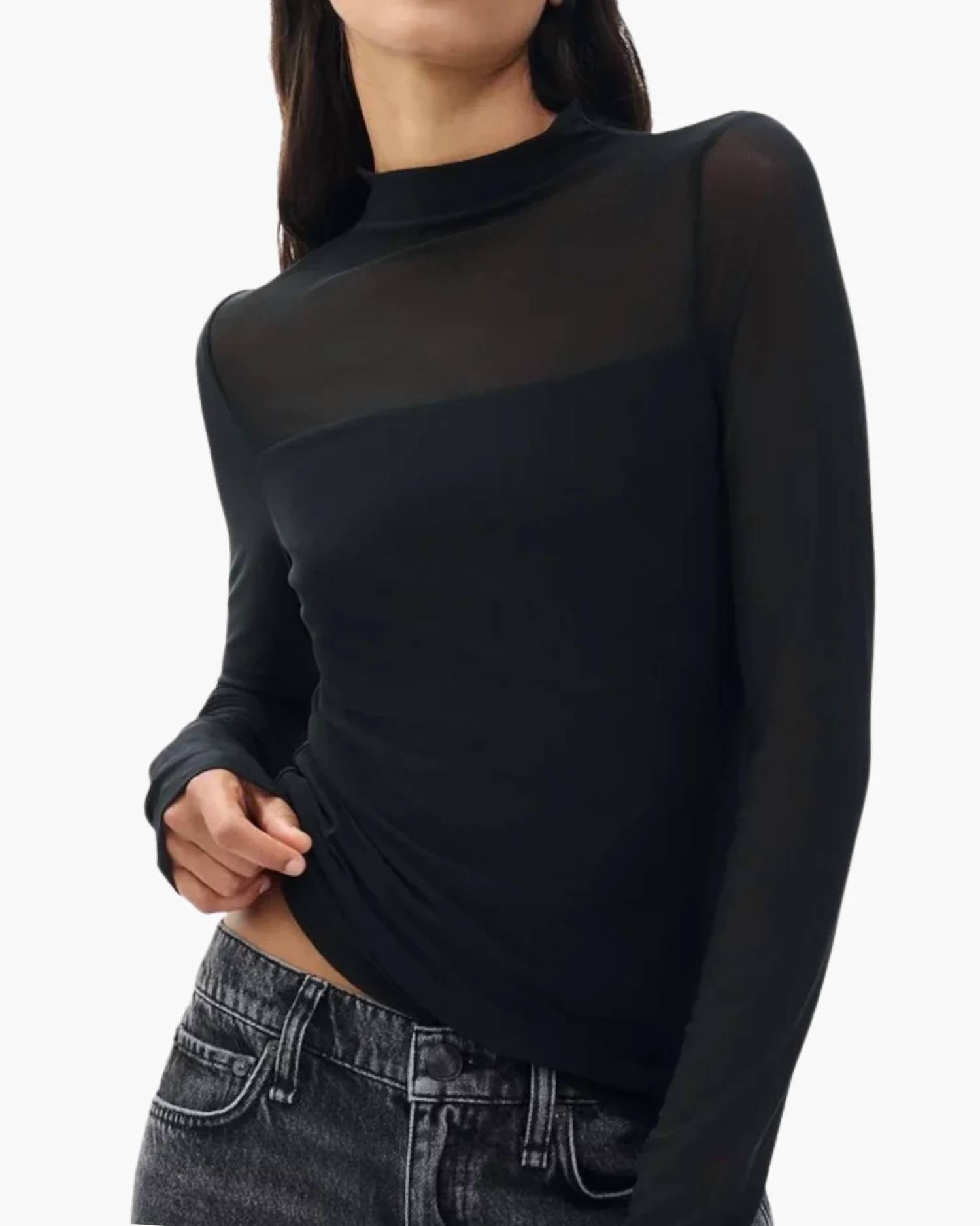 Rag & Bone - Luca Mixed-media Mockneck Top