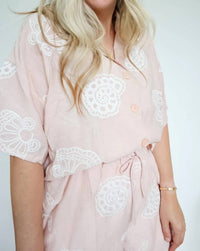 Lalavon - Madi Seaside Shell Embroidered Shorts Set