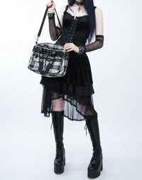 Orchid Bloom - Women's Plaid Gothic Bag