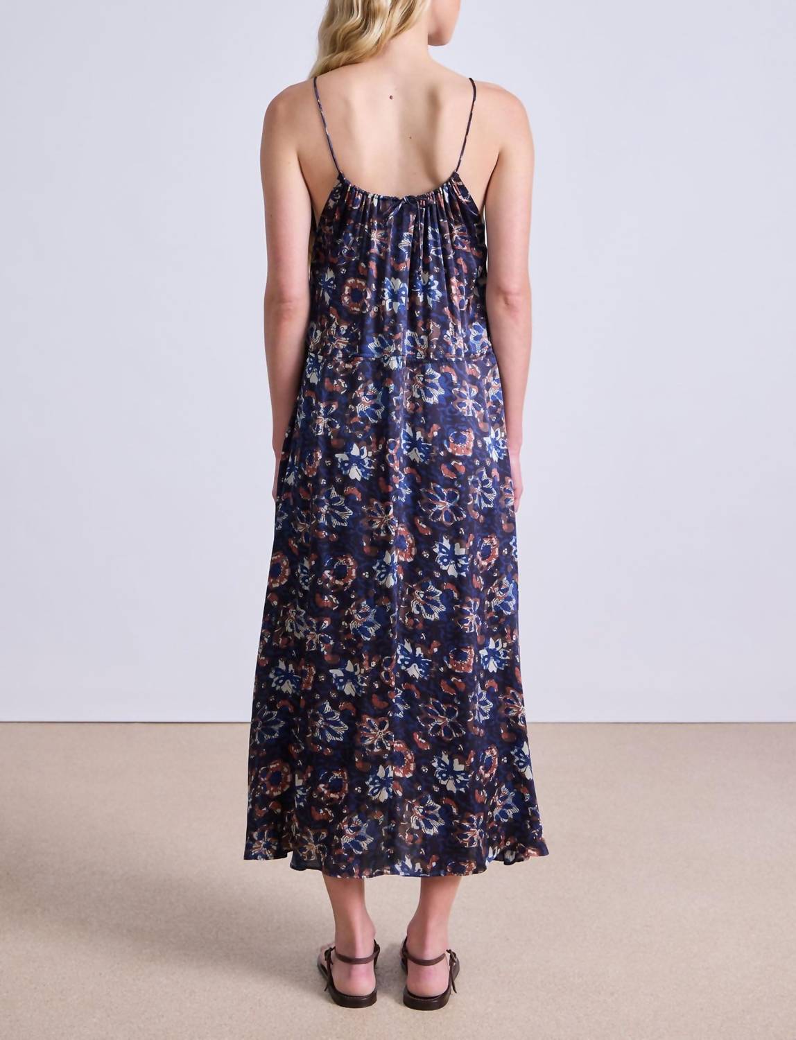 APIECE APART Taormina Dress in batik floral navy - women's dress - alternate view