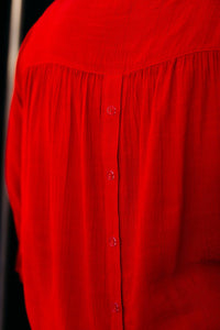 Multiples - Sleeve Scoop Ruffle Hi-lo Solid Crinkle Woven Top