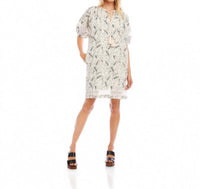 Karen Kane Puff Sleeve Tassel Dress in cream - women's dress