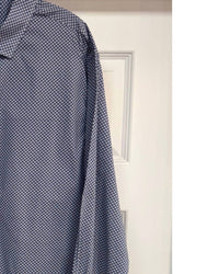 F/X Fusion Men's Long Sleeve Stacked Square Print Shirt in blue grey - men's long sleeve top - detail view