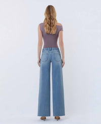 Vervet By Flying Monkey - Mid Rise Raw Hem Wide Legs Jeans