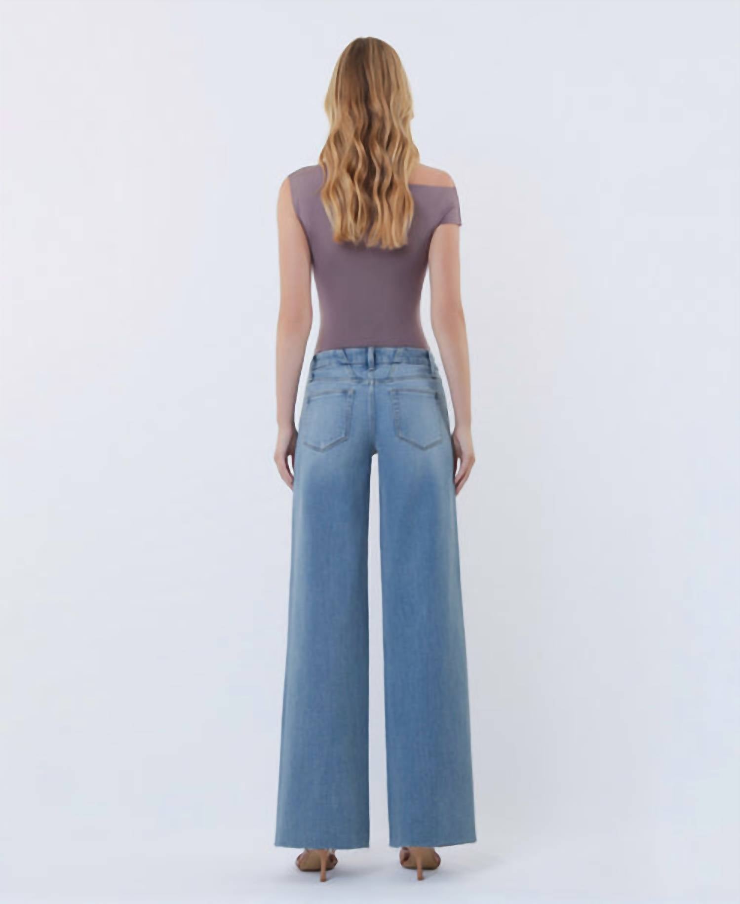 Vervet By Flying Monkey - Mid Rise Raw Hem Wide Legs Jeans