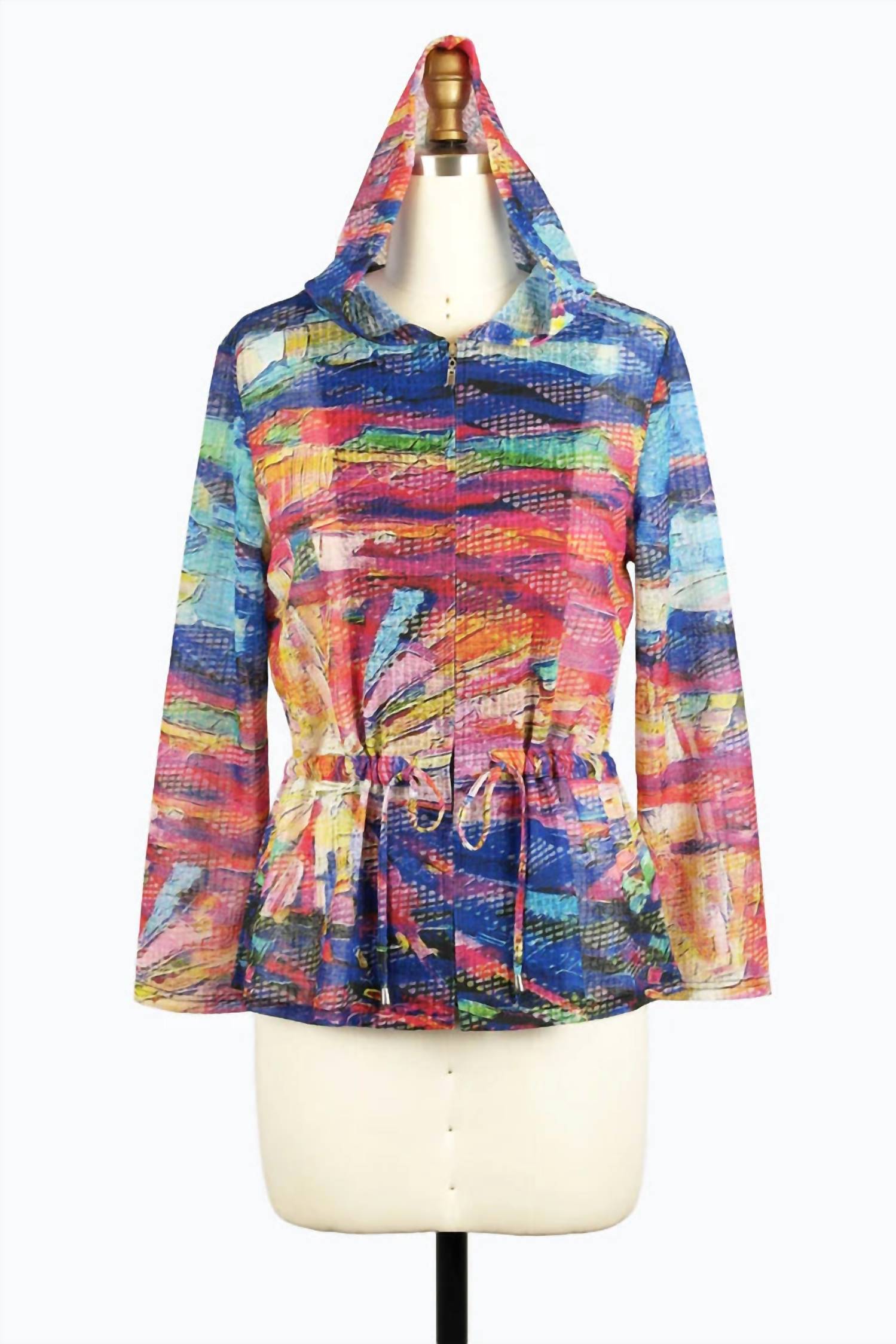 Damee - Women's Flower Painting Hooded Utility Jacket