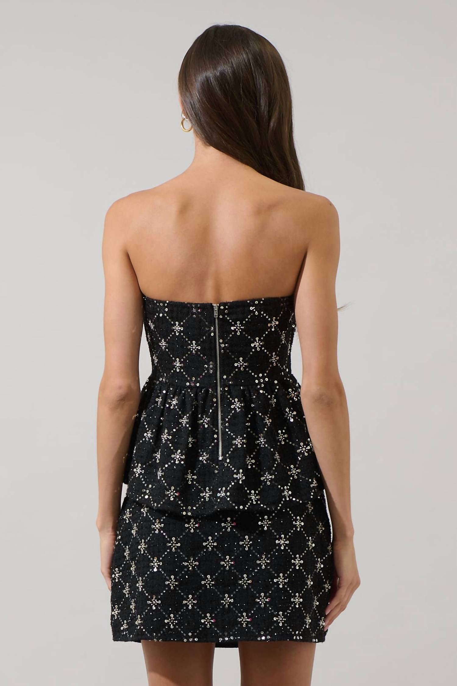 Sugarlips - Whitney Tweed Virelia Bow Strapless Top