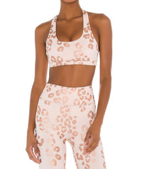 SPIRITUAL GANGSTER Reana Sports Bra 2.0 in rose gold with lux cheetah print - women's intimate