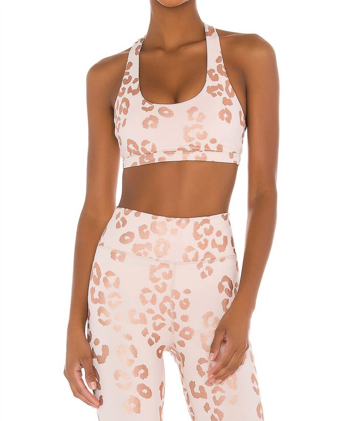 SPIRITUAL GANGSTER Reana Sports Bra 2.0 in rose gold with lux cheetah print - women's intimate