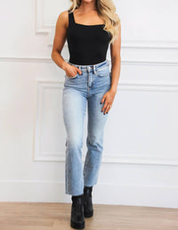 Blue Blush - Adair Open Back Square Neck Bodysuit