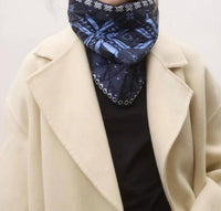 Powder Puff Collection Women's Quilted Pullover Neck Warmer in navy snowflake - women's jacket - detail view