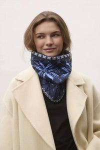 Powder Puff Collection Women's Quilted Pullover Neck Warmer in navy snowflake - women's jacket - alternate view