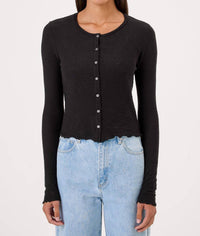 GOLDIE Women's Love Story Cardigan in black - women's long sleeve top