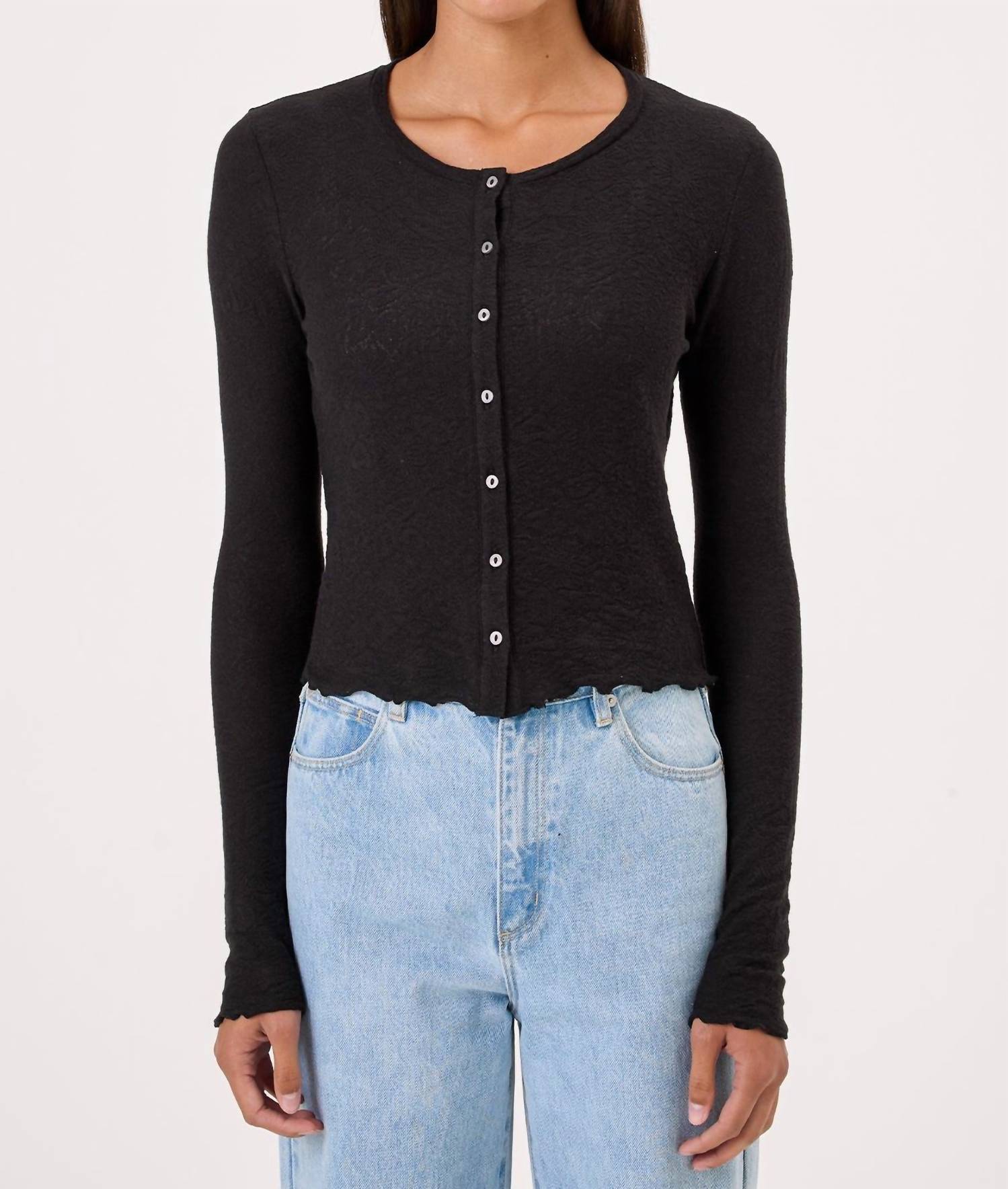 GOLDIE Women's Love Story Cardigan in black - women's long sleeve top