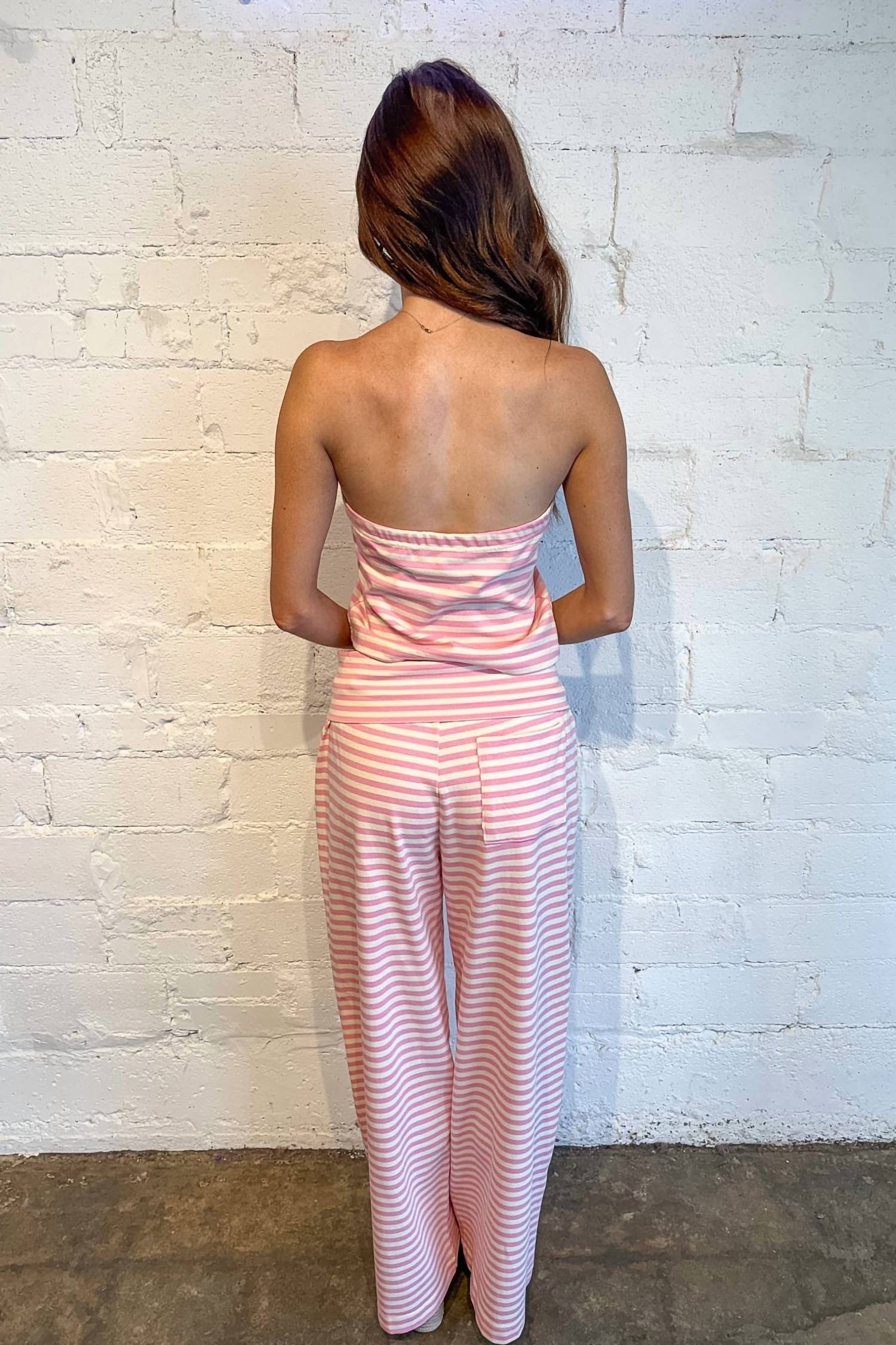 Adeline - Striped Fold Over Wide Leg Pants