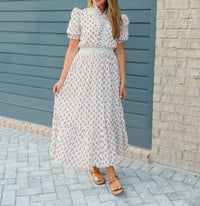 Karlie - High Collar Floral Maxi Dress