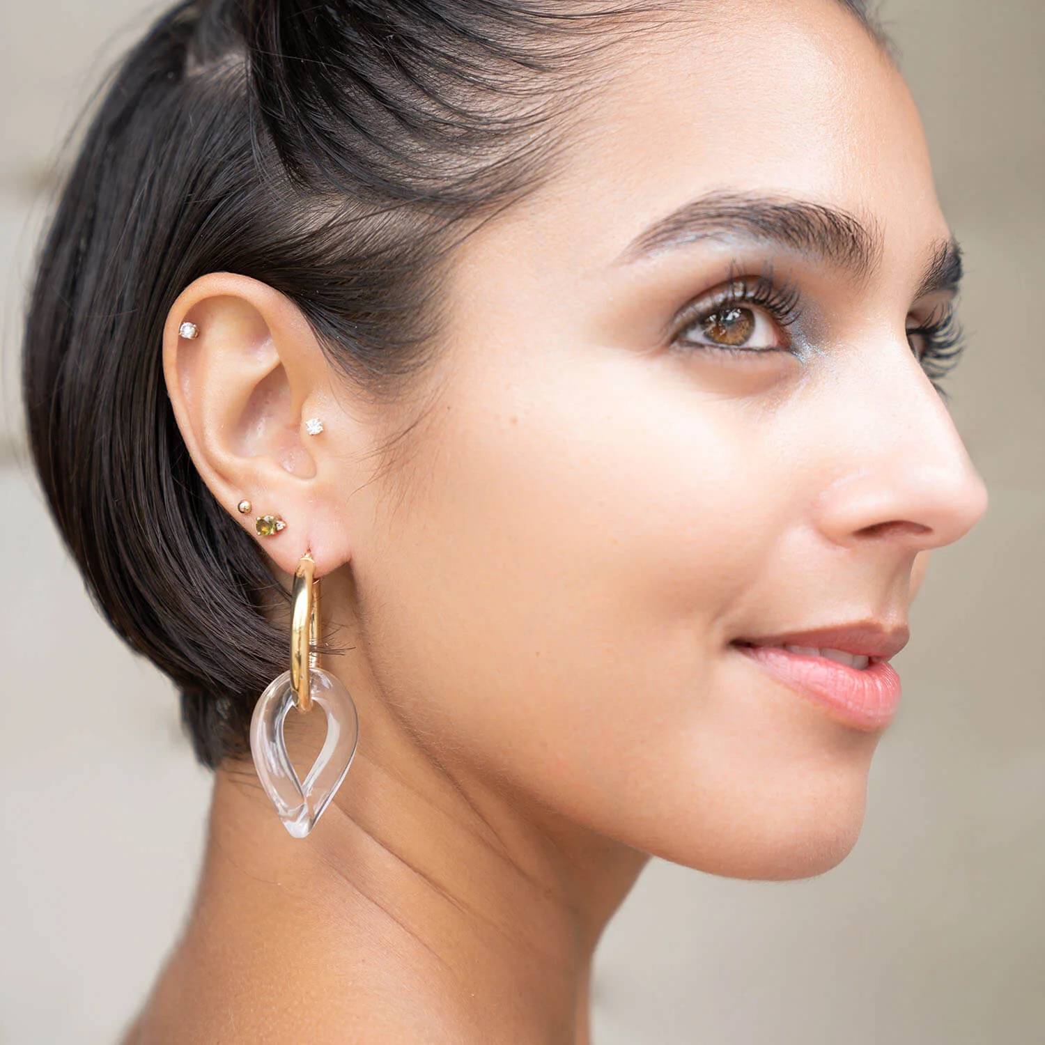 Gold & Honey - Women's Lucite Curb Link Hoop Earrings