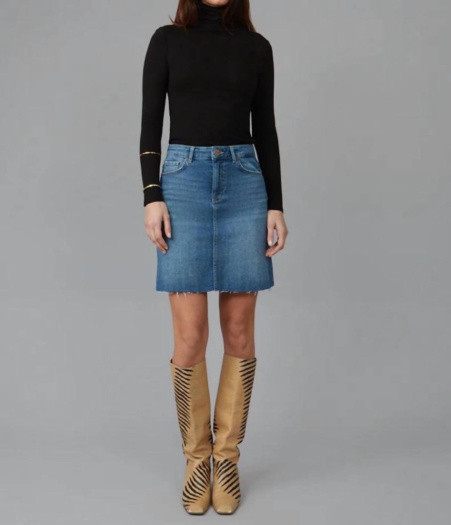 LOLA JEANS High Rise Denim Mini Skirt in blue - women's skirt - view 5