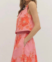 Entro - Eyelet Midi Skirt & Top Set