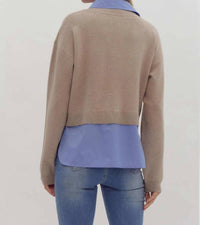 Entro - Striped Trim Twofer Shirt