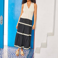 Karen Kane - Ric-Rac Trim Tiered Midi Skirt