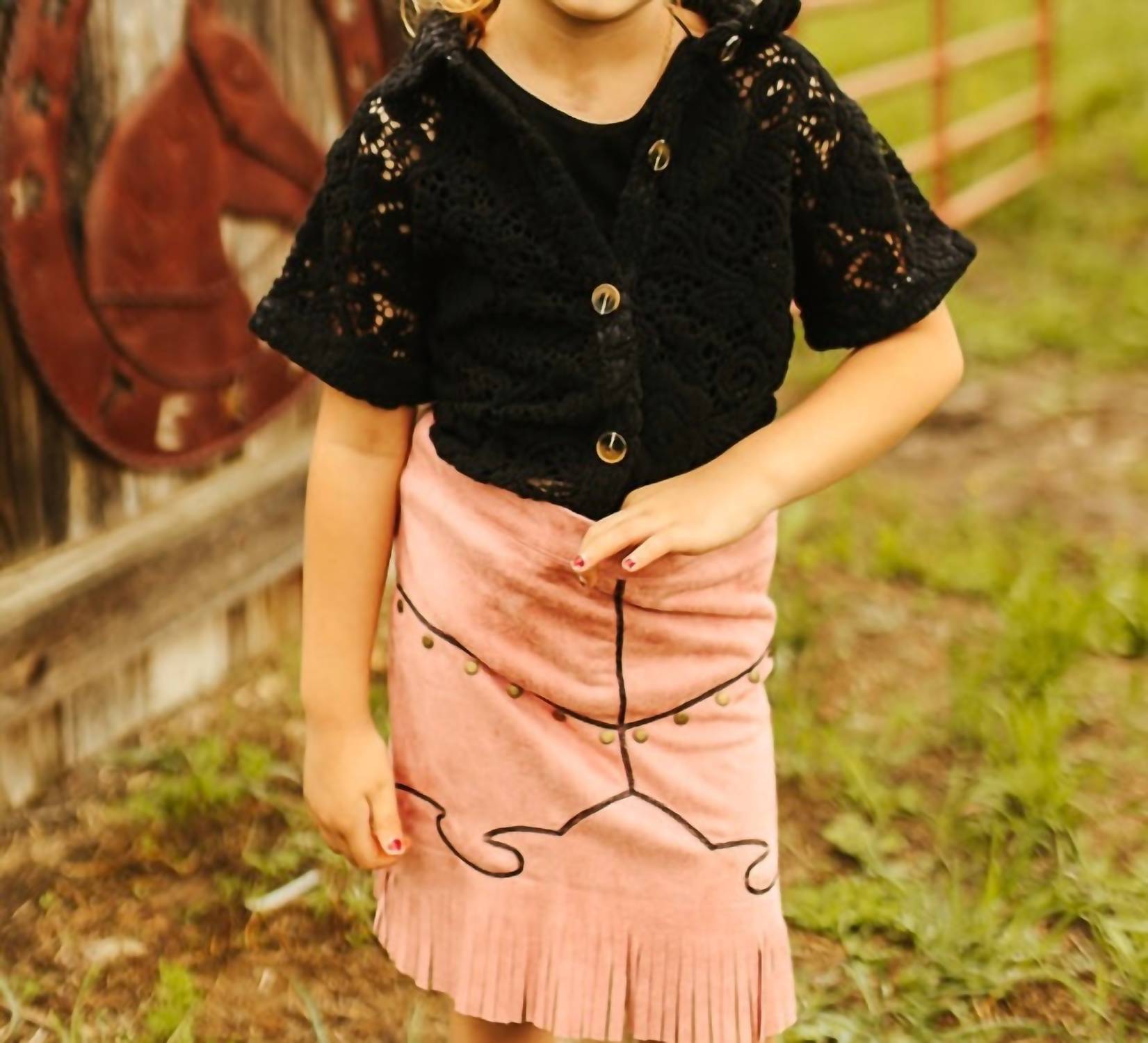 Lucky & Blessed - Girl's Crochet Button Down Top