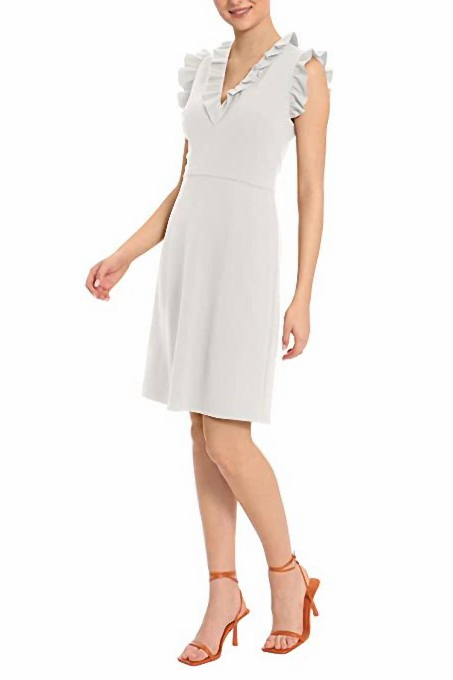 Maggy London - Ruffle Sleeves Short Crepe Dress